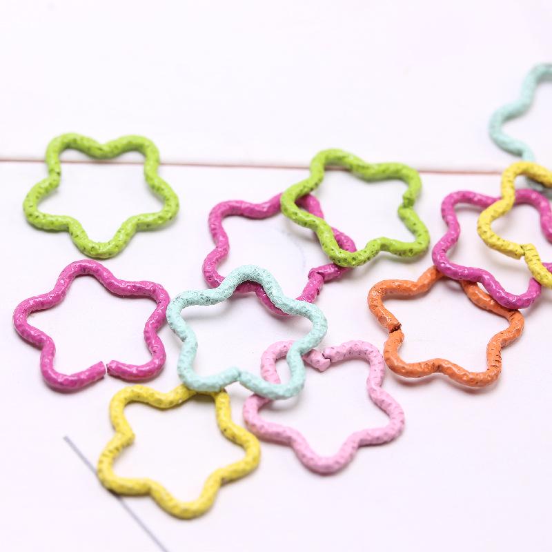 DIY Colorful Five-Pointed Star Embossed Open Jump Ring for Earring Making