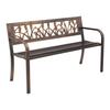 Outdoor Bench Patio Bench 127cm Metal Frame PVC Floral Backrest for Porch