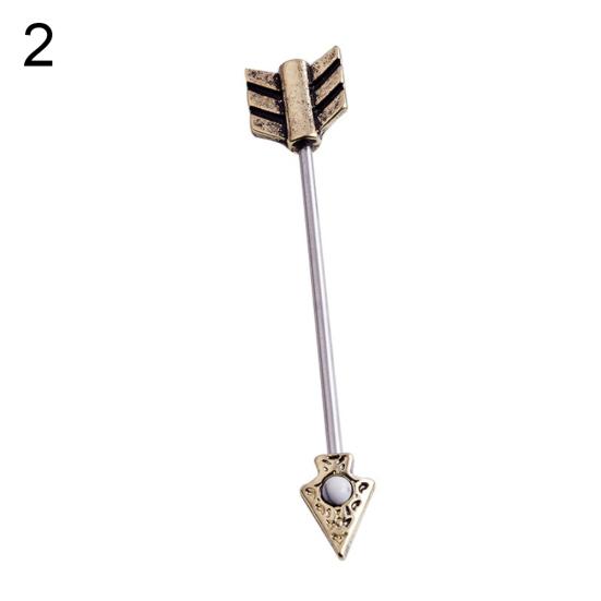 Retro Arrow Industrial Scaffold Bar Ear Cartilage Helix Barbell Piercing Jewelry