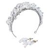 Rhinestone Tiara Hard Alloy Strong Rustproof Elegant Sparkling Compact Princess Tiara with Dangle Earrings for Party