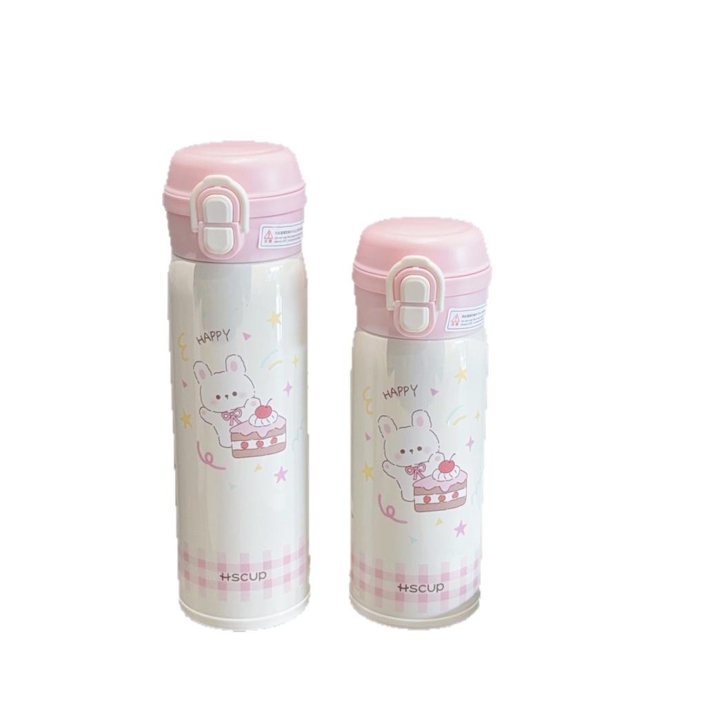 Thermos cup Girls stainless steel water cup Students go to school Portable straw cup Simple niche