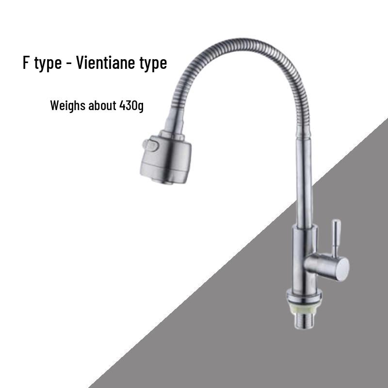 Vertical Stainless Steel Single Cold Kitchen Faucet for Wash Basin