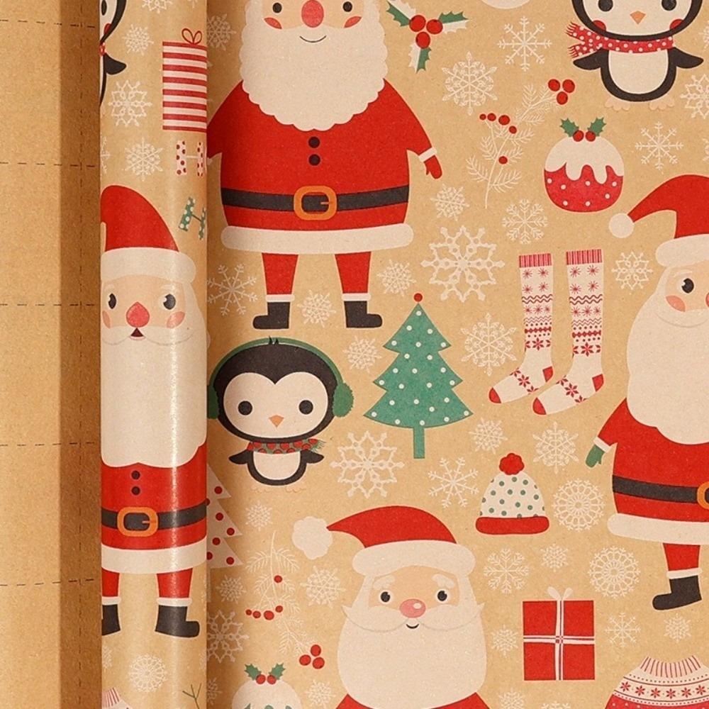 Santa Claus Christmas Wrapping Paper Kraft Paper Present Box Packing Eco-friendly Wrapper  Xmas