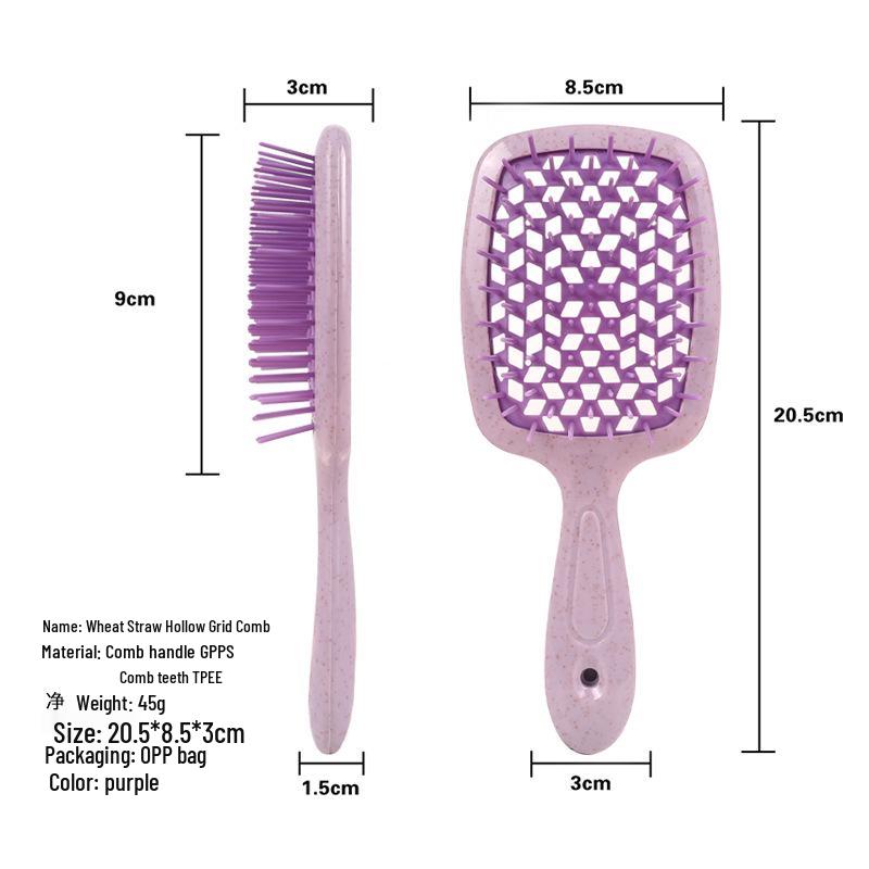 

Head Massage Hollow Comb: Tangle-Free Smooth Hair, Wet/Dry Use, Fluffy Hairdressing Plastic Grid Comb OPP Bag Packaging