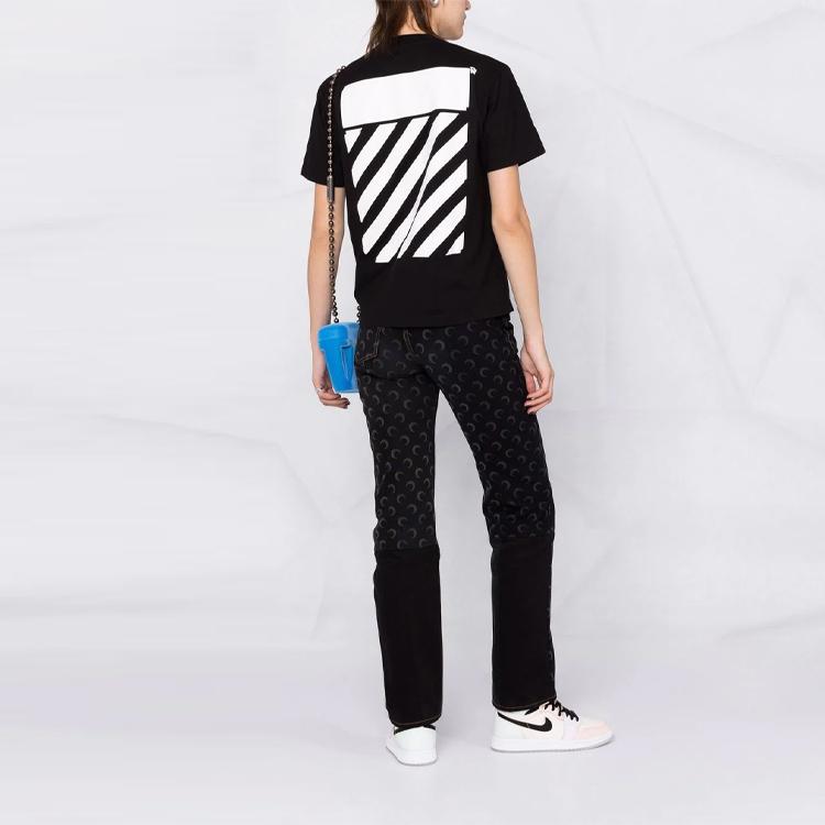 Off-White Diag Regular Tee Black/White Women Tops OWAA049C99JER0011001