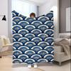Blue Fan Pattern Microfiber Flannel Cover Blanket Bedroom Living Room Sofa Soft And Comfortable Home Decoration