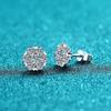 Cercei tip Moissanite 0.5CT 1CT Placat cu aur alb Sterling Silver D VVS1 Lab Diamond Flower Studs for Women