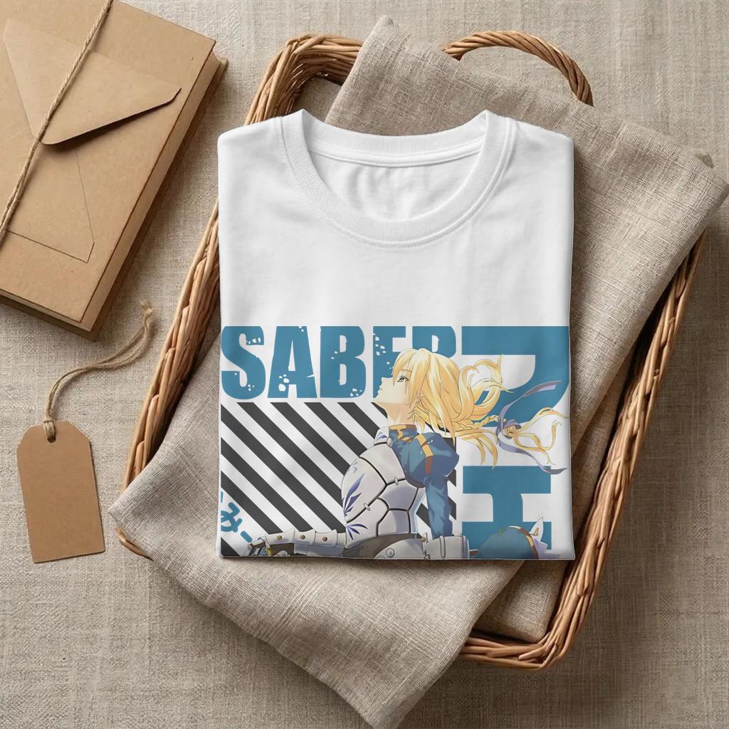 Fate Stay Night Saber Alter T Shirts 100 Cotton Vintage TShirts O Neck Tee Shirt Short Sleeve Clothing Gift Idea