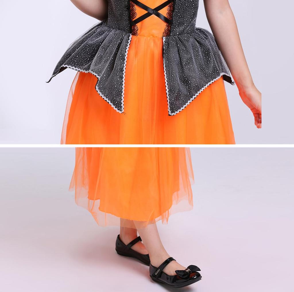 Halloween Devil Witch Cosplay Costume Shrine Maiden Wizard Costume Kids Girls Children Elementary School One Piece Dress Tulle Performance Costume