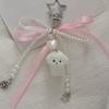 Fashionable Bows Tie Ribbon Keychain Imitation Pearls Beaded Bowknot Keyring Colorful Butterfly Knot Key Chain Ornament