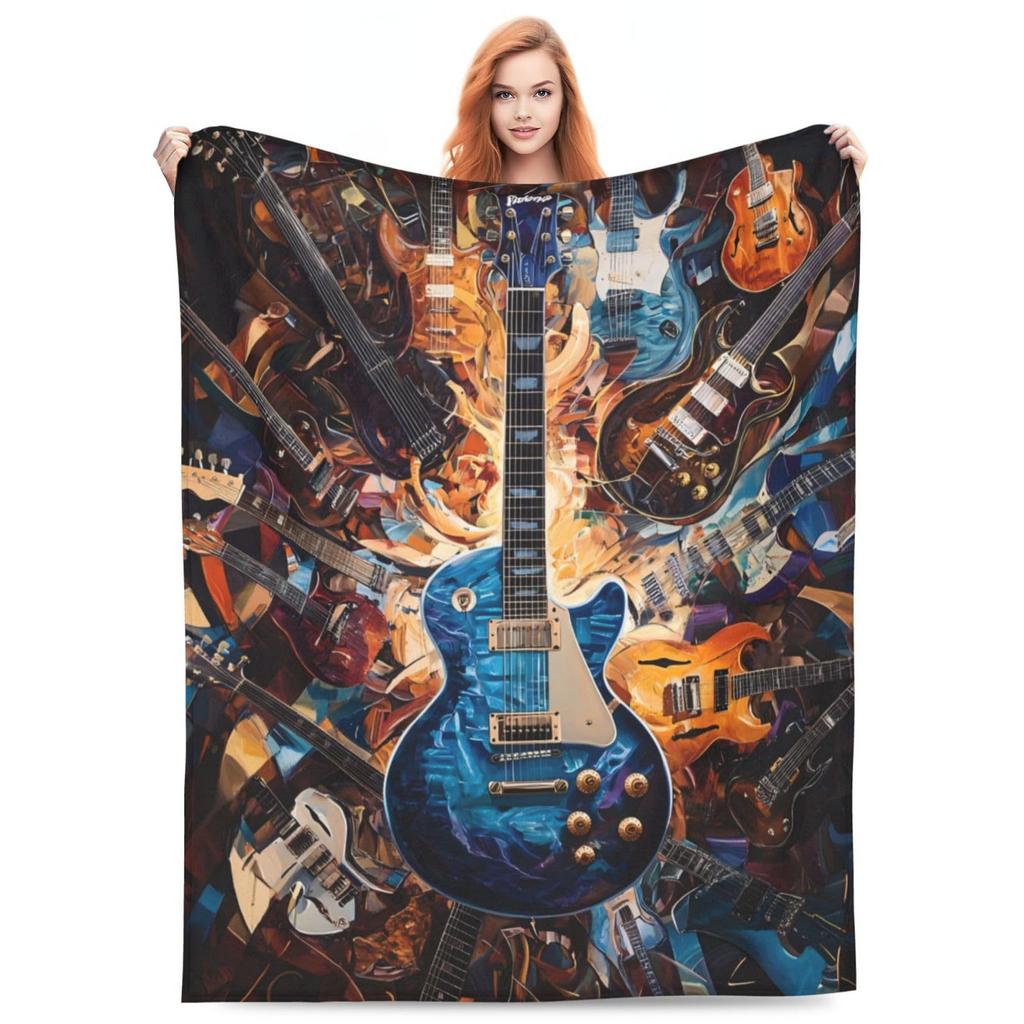 Popular Guitar Blanket Music Instrument Pattern Digital Printing Blanket Sofa Blanket