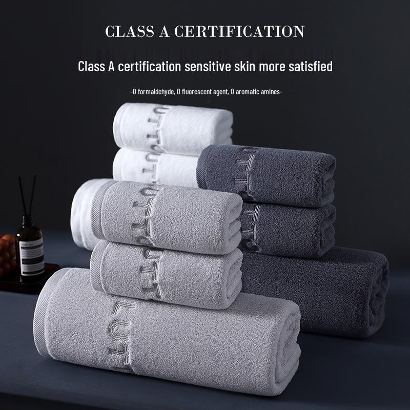 Pure Cotton Class A Soft Absorbent Embroidered Bath Towel - Luxurious, Thickened for Adults