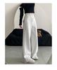 Women's Black High-Waist Wide-Leg Sweatpants - Loose, Comfortable, Floor-Length, Summer Casual