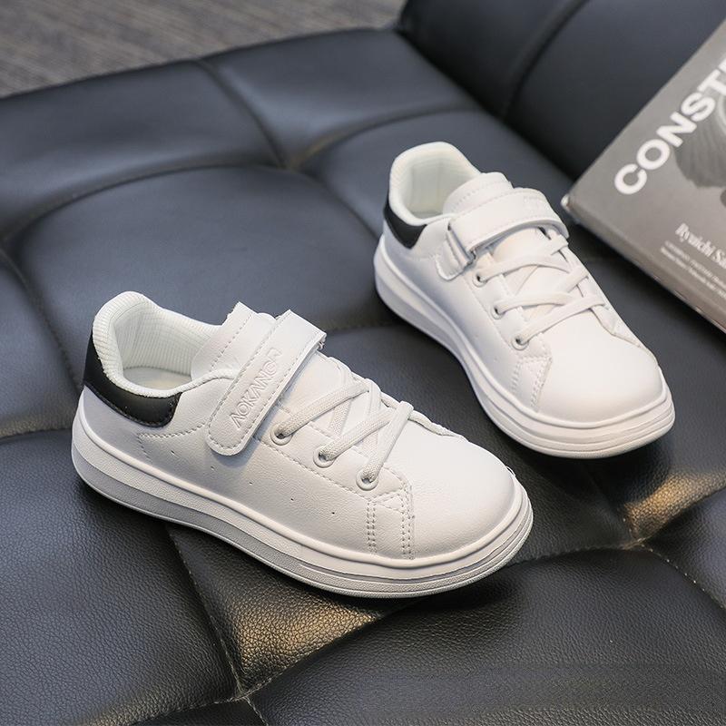 Kids Boys Shoes Girls Sneakers Kids Leather White Shoes School Students Casual Flexible Soles Fashion Toddler Shoes 26