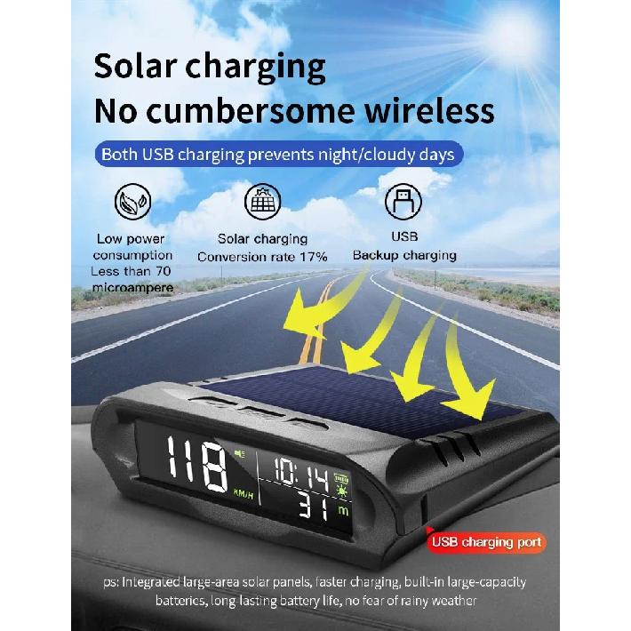ELING Multi-function Display GPS Speedometer with Fatigue Driving Reminder Overspeed Alarm Time Altitude Solar Charging Boat RV