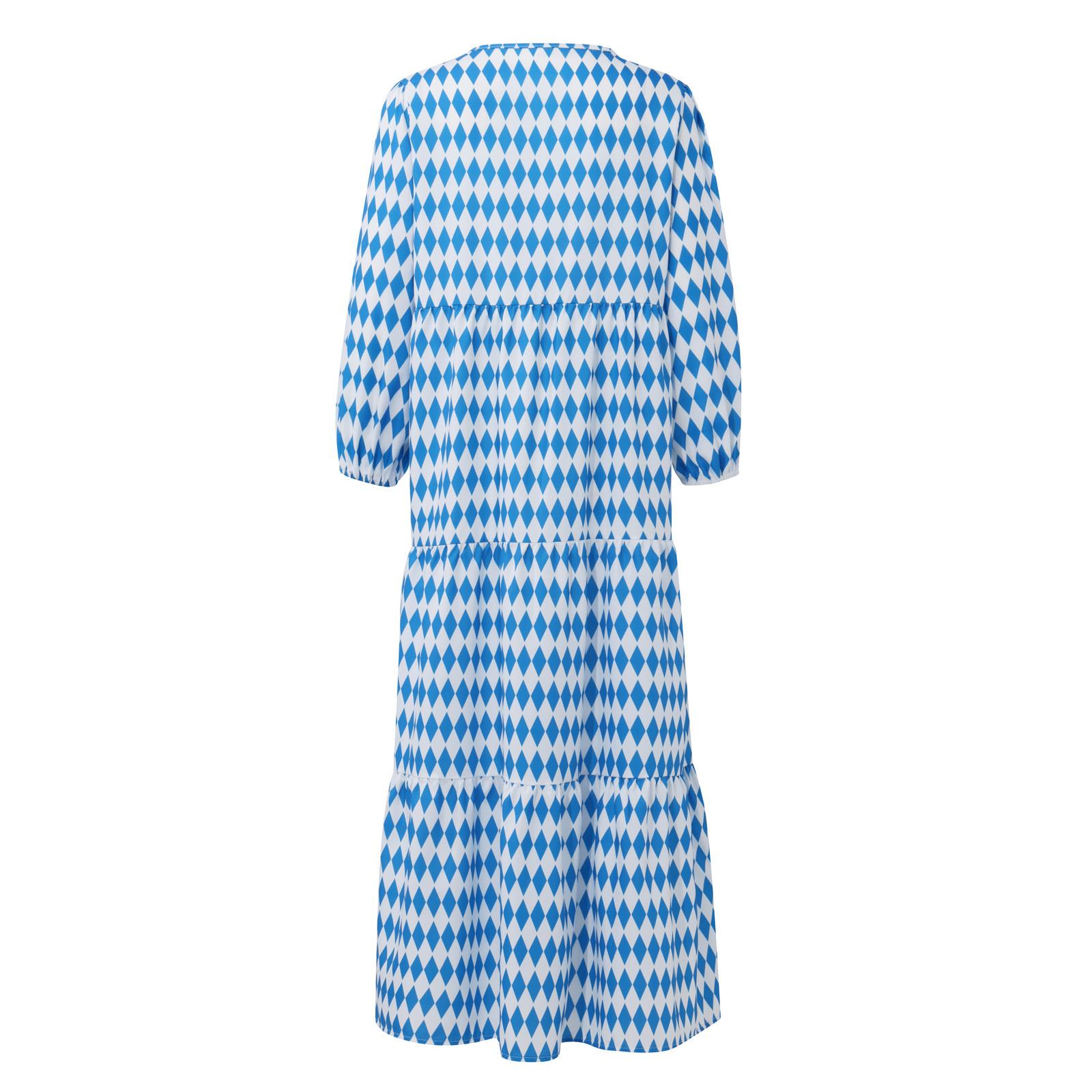 Женское летнее повседневное модное длинное платье с геометрическим принтом и вырезом — фото 5