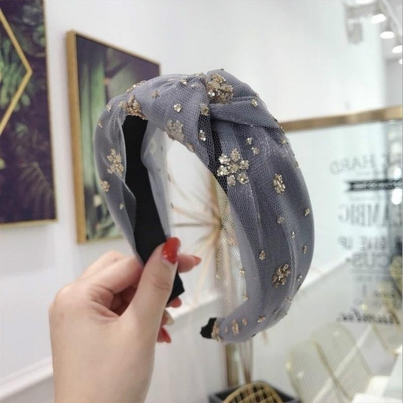 Fashion Rhinestone Headband Women Snowflake Shape Diamond Hairband Adult Girls Hair Accessories Fresh Mesh Cloth Hair Hoop