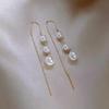 Korean Exquisite Imitation Pearl Tassel Drop Earring For Women Shiny Zircon Flower Leaf Long Ear Line Geometric Earring Jewelry