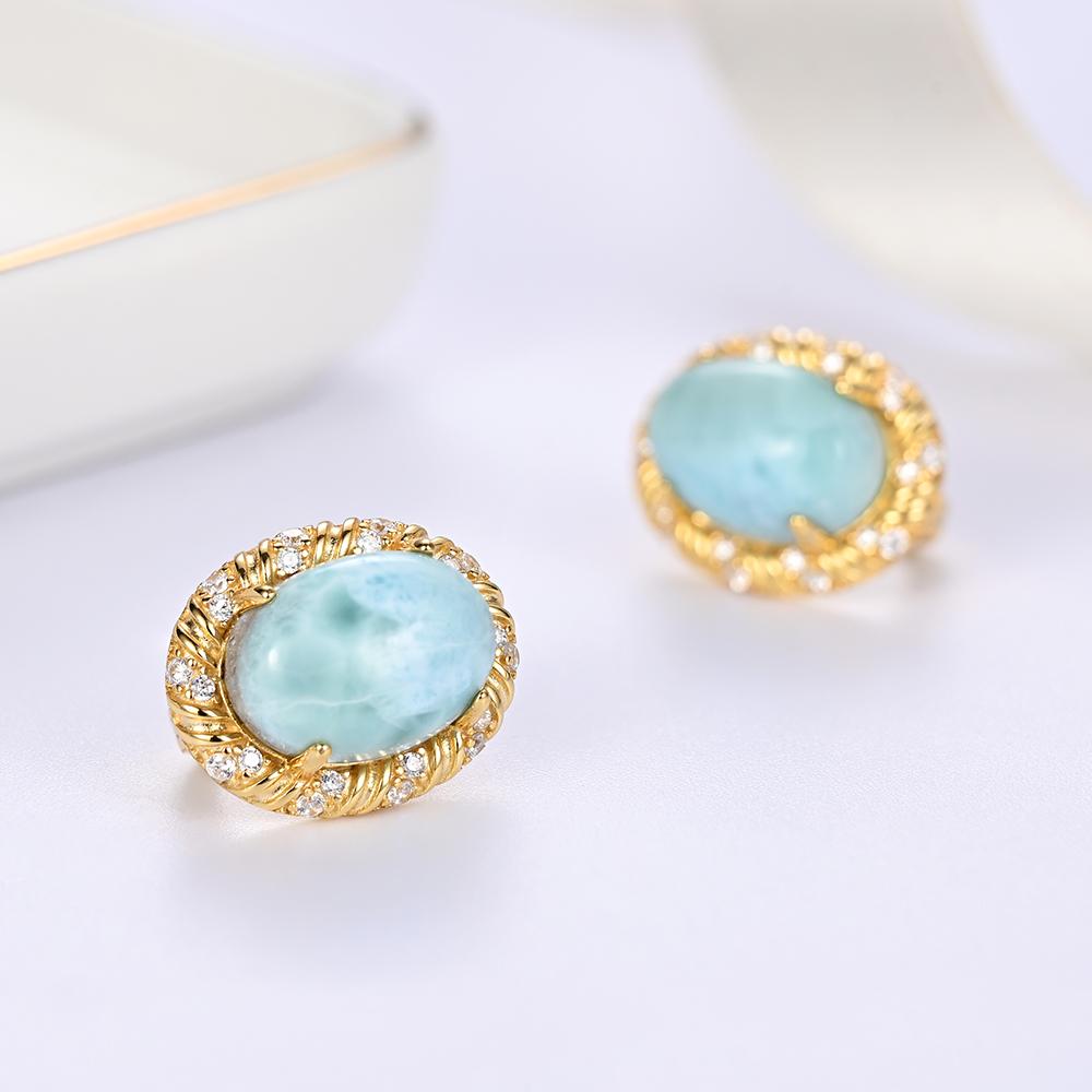 Nové prsteny náušnice přívěsek ze sterlingového stříbra 925 Přírodní drahokam larimar pravý drahokam dámské jemné šperky pro Zásnubní dárek