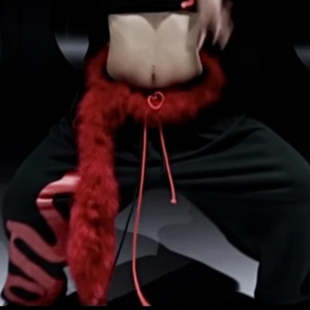 Y2K Punk Fur Belt Fluffy Hiphop Jeans Belt Jeans Pants Decor Soft Plush Belt