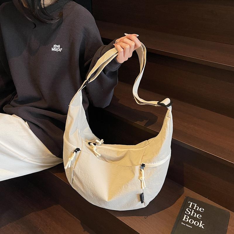 Canvas bag women's large-capacity summer versatile niche design one-shoulder crossbody bag high-end dumpling bag