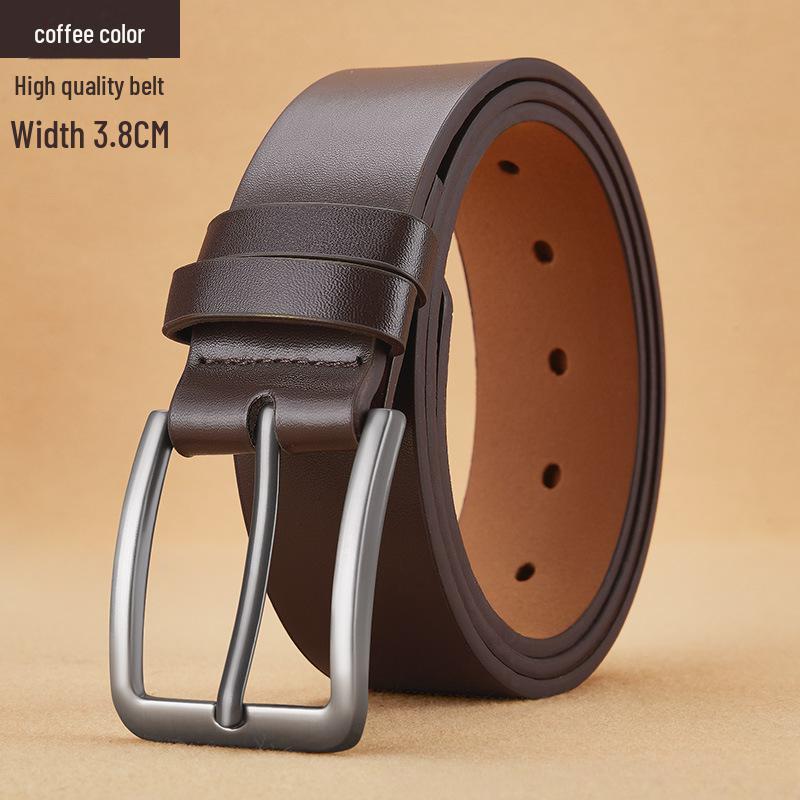 Men's High-end Leather Belt with Pin Buckle for Casual Wear, Trendy and Versatile for Young Men and Students - Korean Style
