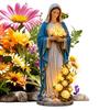 Mary Lady Garden Light Solarne Żywica Wodoodporne Dekoracyjne Światła Statua Mary Kwiaty Statua Bogini z LED Świecąca Róża