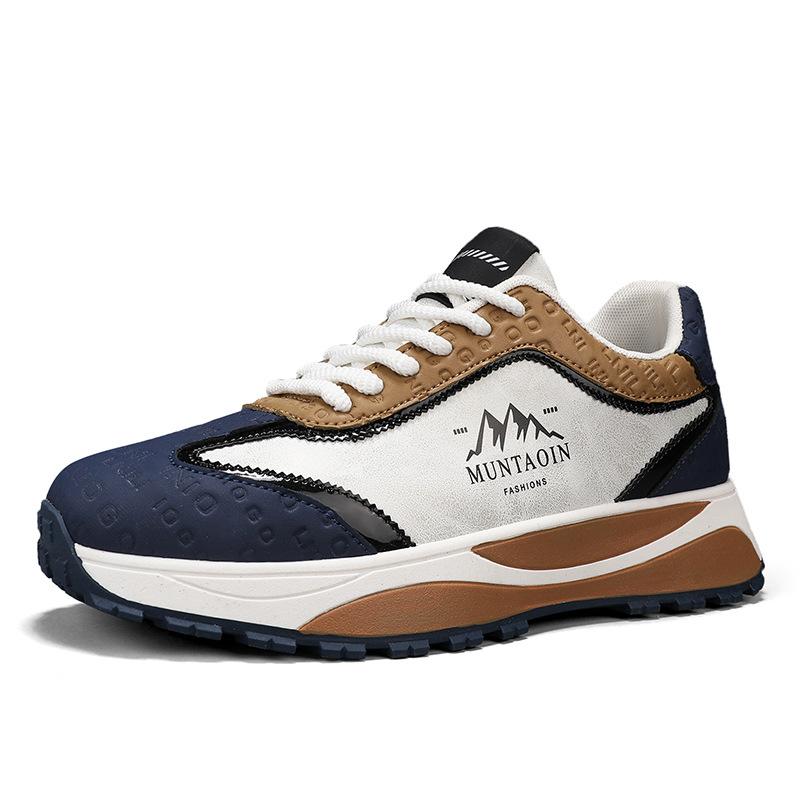 

Casual shoes leather sports running shoes autumn and winter new boys shoes retro thick sole heightening dad trendy shoes men s shoes 44