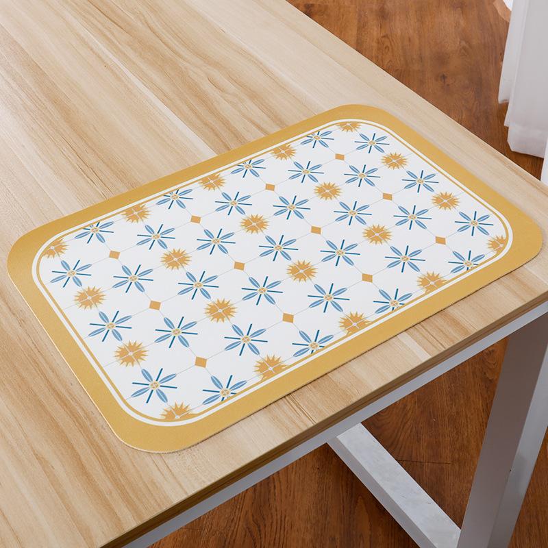 Retro Grid Luxury Leather Placemat Home Kitchen Decoration Romantic Western Food Mat Heat Insulation Home Bowl Cup Mat