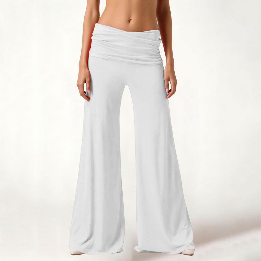 Women's Fashion Ruched Yoga Pants, Pocketless, Loose And Casual Wide-Leg Trousers