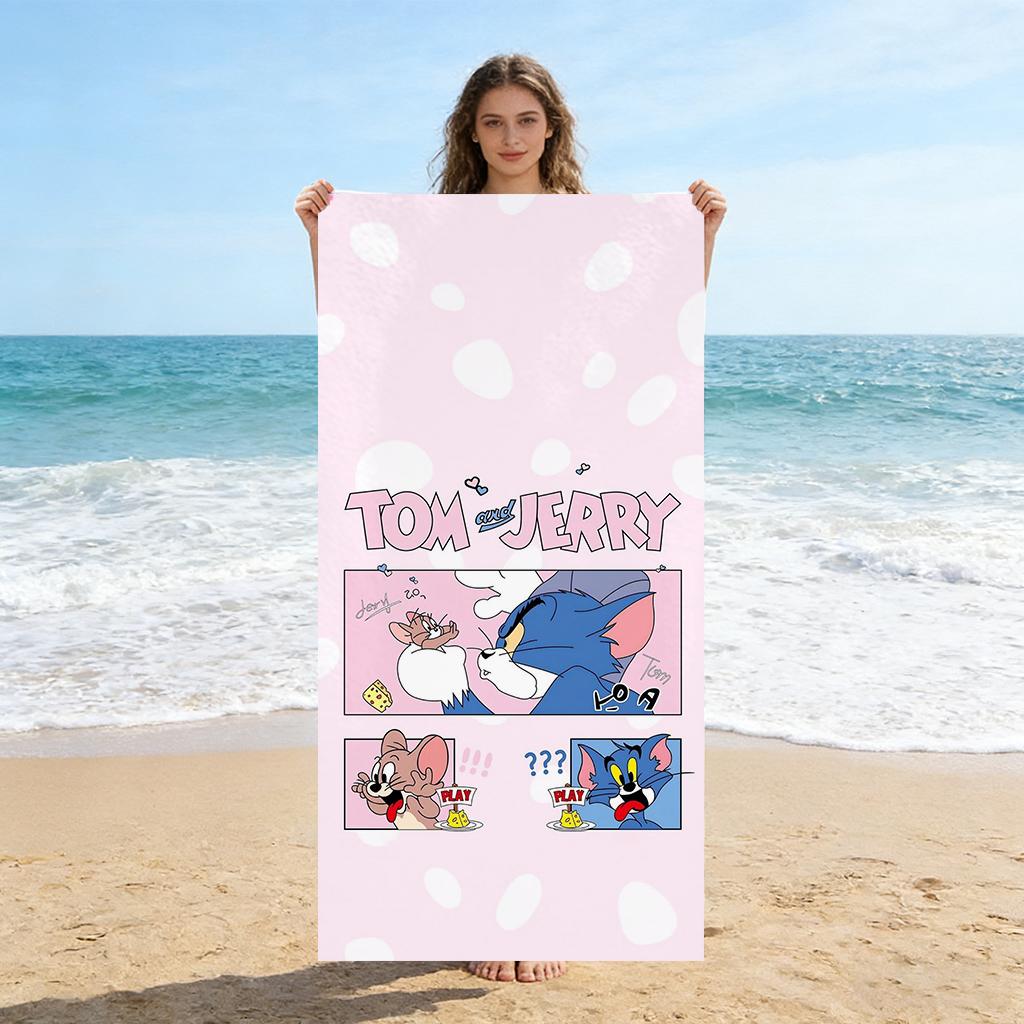 Tom&Jerry Graue Maus Strandtuch Schnelltrocknend Super Saugfähig Geeignet für Strandurlaub Pool Sommer Lustiges Geschenk für Freunde