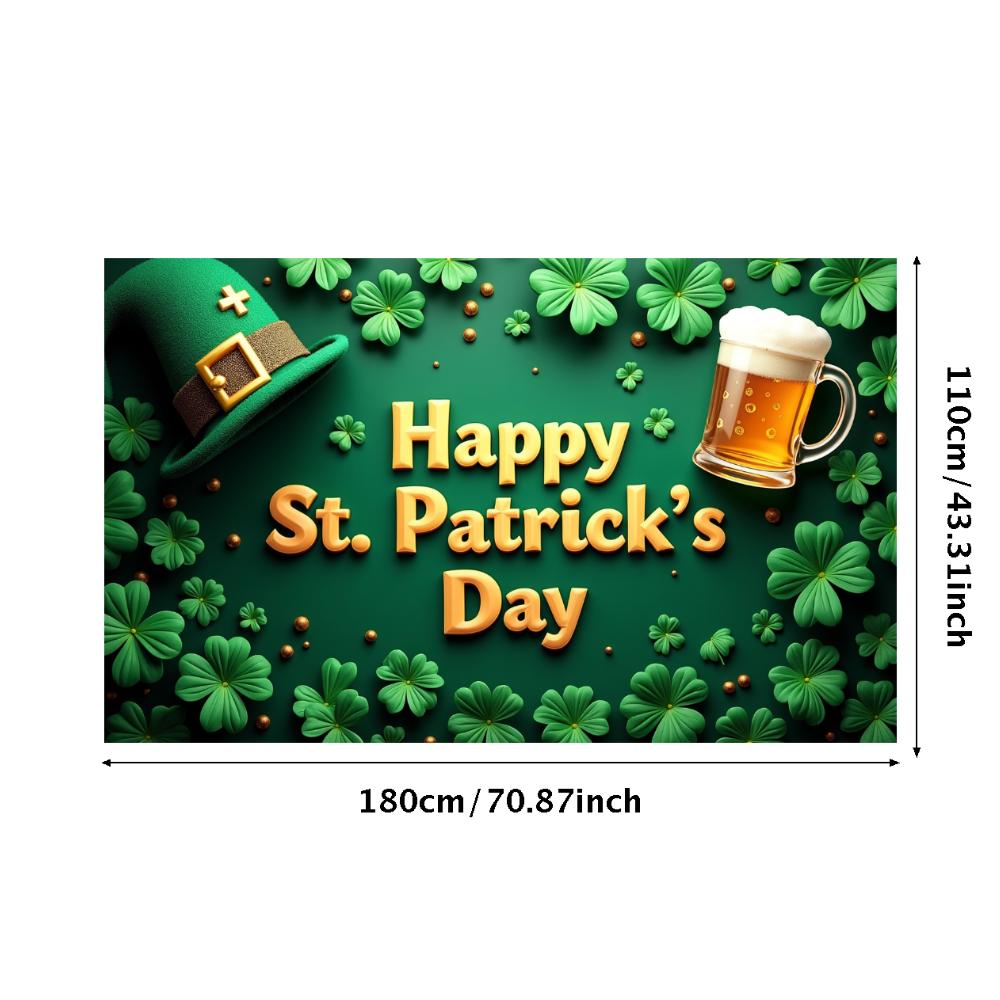 St Patricks Day Backdrop Banner With Beer Mug And Clover Party Event Decoration Photo Booth photography Background Props