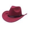 Hot-selling metal buckle belt cowboy hat autumn and winter woolen top hat men's and women's big edge curled jazz felt hat