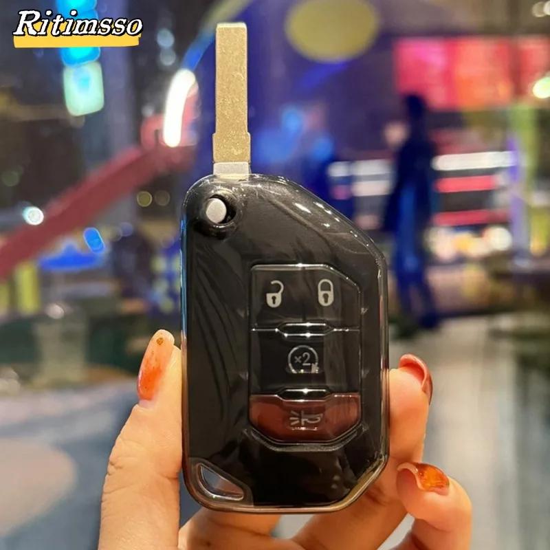 2 3 4 Buttons Flip Remote Transparent Tpu Car Key Case Cover For Jeep Gladiator Jt Sahara Jlu Wrangler Jl Rubicon