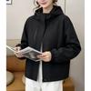 Womens Short Hooded Windbreaker Jacket Casual Loose Fit Oversized Coat