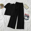 2025 Summer Korean Style Women's Short Sleeve Suit & Wide-Leg Pants Set - Trendy Casual Two-Piece