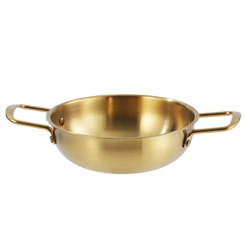 1Pcs Stainless Steel Instant Noodle Pot, Two-Ear Golden Soup Pot for Lamian Seafood Small Soup Cooking