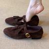 Fashion Tassel T Strap Design Retro Mary Jane Shoes Comfort Round Toe Buckle Flats Shoes for Ladies Lightweight Walking Loafers