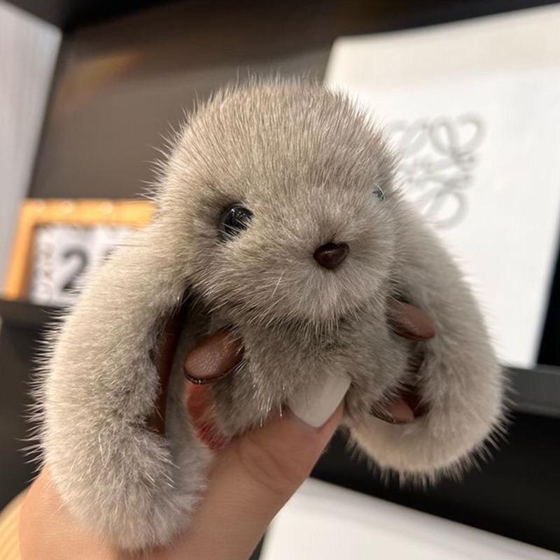Cute Furry Rabbit Keychain Key Rings Holder Decorations Bag Pendants Lovely Gift Accessories