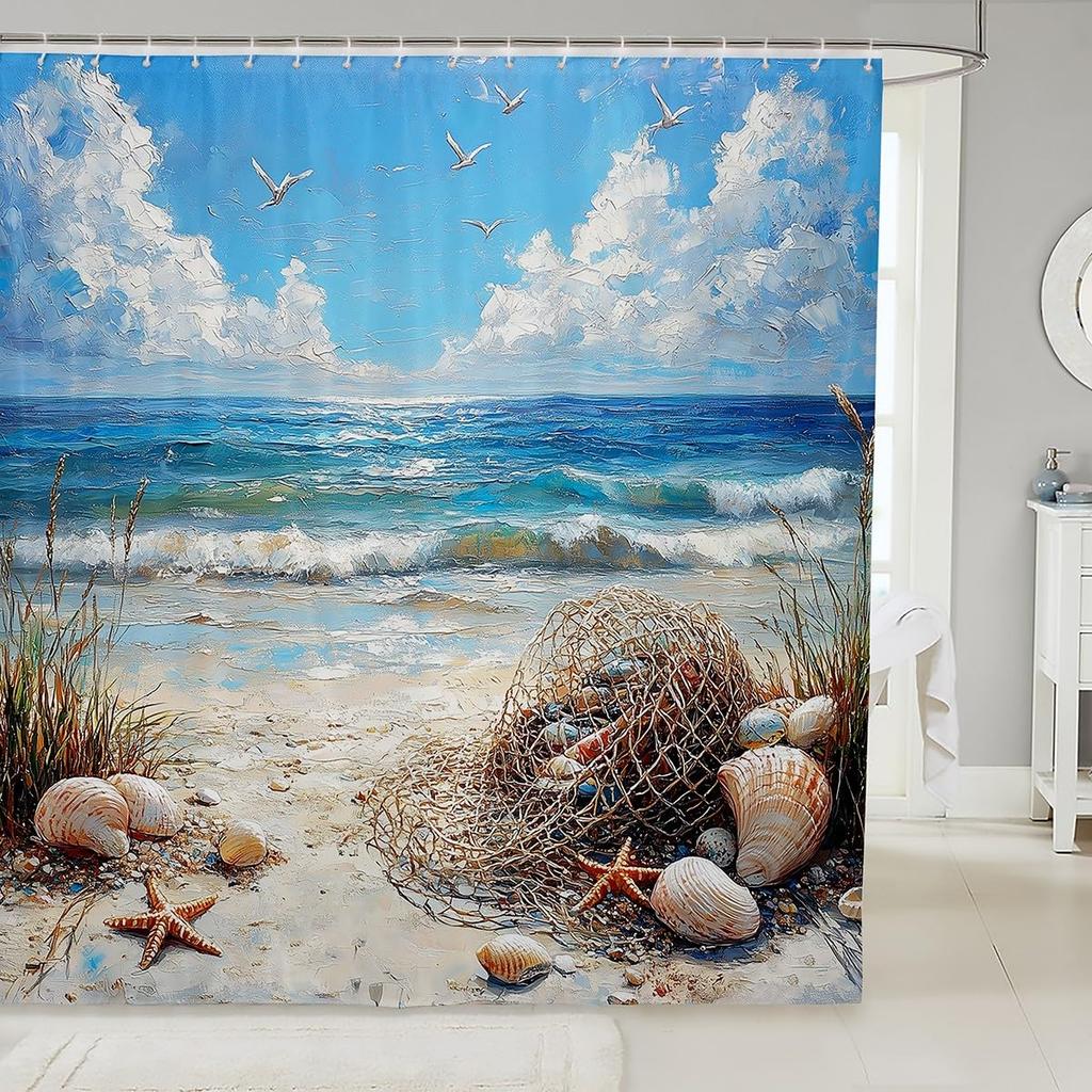 Blue Crab Shower Curtain,Hippie Boho Mandala Bathroom Curtain Small Size Sea Ocean Nautical Theme Bath Curtain Beach Animal