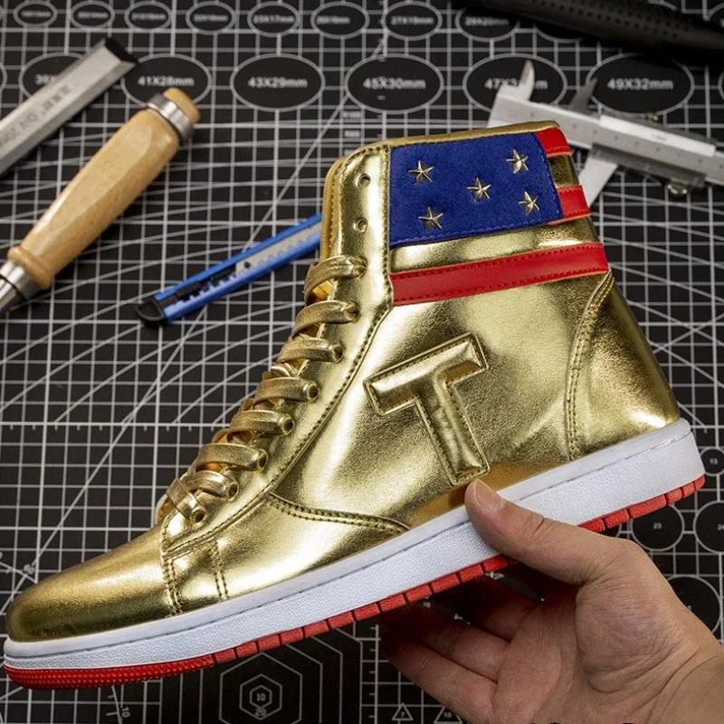 Never Surrender High Top Casual Sneakers Man Fashion Gym Shoes Men's Ankle Boots Running Male Sneaker Gold Board Shoes for Men