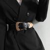 Black Wide Elegant Pu Belt For Women Versatile For Dresses And Styles Casual
