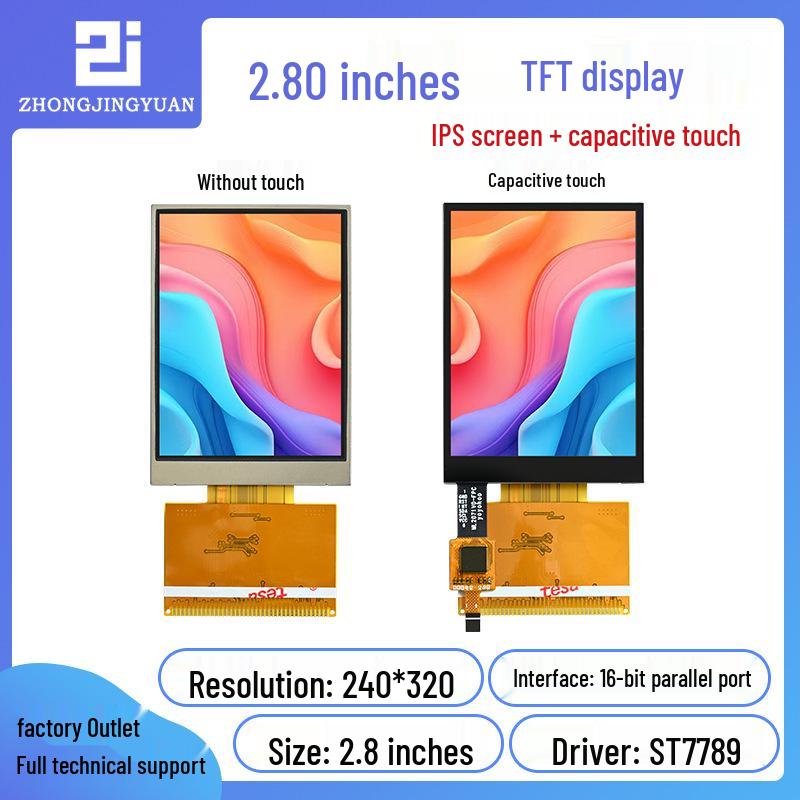 2.8" HD IPS TFT LCD Display with Capacitive Touchscreen & ST7789 Driver (240x320)