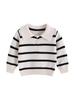 Korean Unisex Kids' Cotton Striped Sweater with Lapel