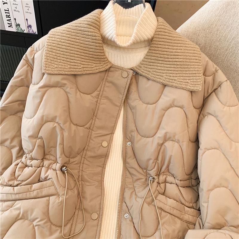 Thickened Down Cotton Padded Coach Women's Winter Fashion Stylish Versatile Petite Padded Jacket Lapel Cotton Padded Coat