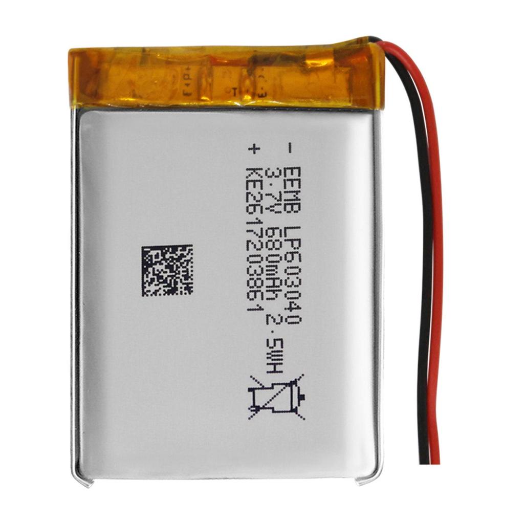 EEMB LP603040 Polymer Lithium Battery with Protection Board, 3.7V 680mAh