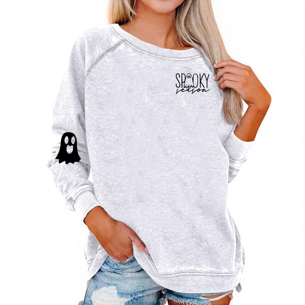 Women's Casual  Raglan O-neck Long Sleeve Halloween Print Top