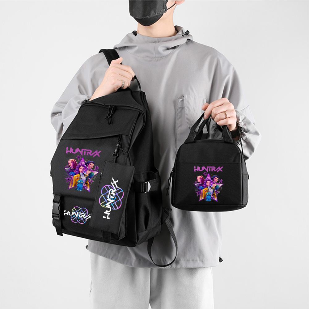 3-teiliges Anime-Kpop-Dämonenjäger-Rucksack-Set für Teenager (Jungen und Mädchen), große Kapazität, wasserdicht, ideal für Schule, Freizeit und Reisen.