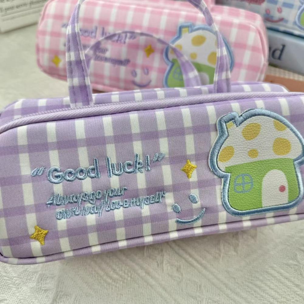 New Cute Design Stationery Pouch Embroidery Style House Pattern Pencil Storage Bags Large Capacity Pencil Case School Use