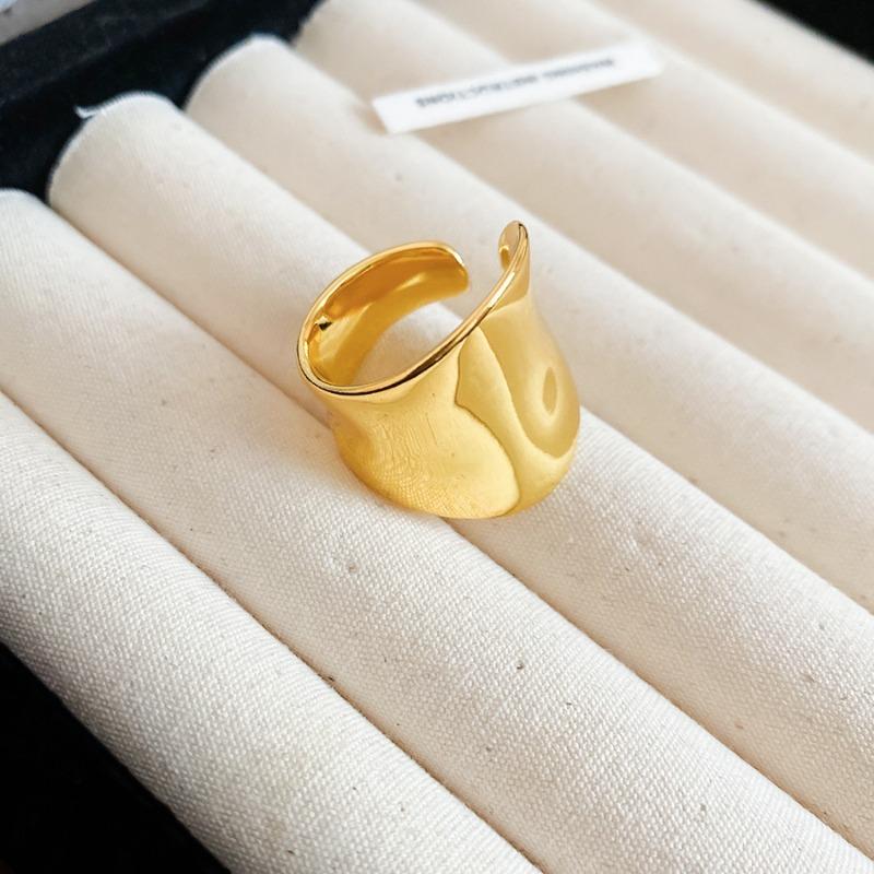 18K real gold electroplating irregular opening ring exaggerated personality ring niche high-end jewelry